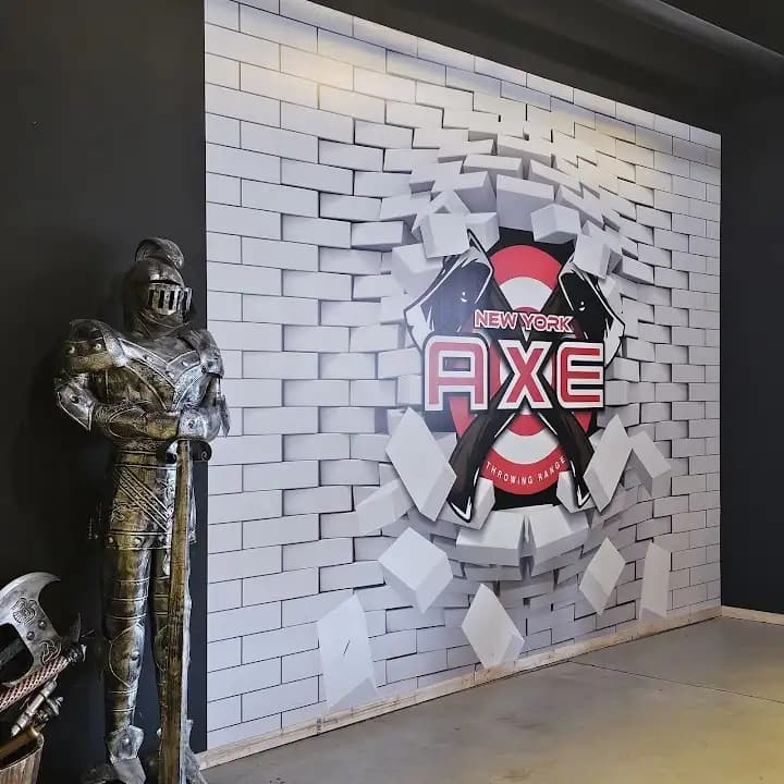Interior view of NY Axe Throwing Range - Selden axe throwing facility in New York