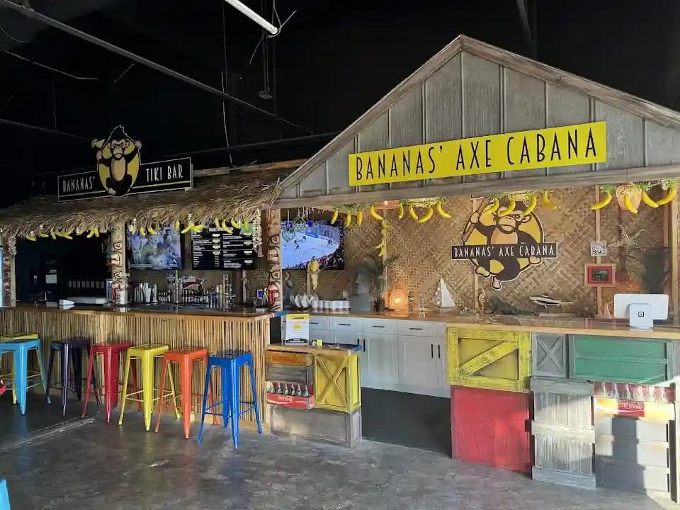 axe throwing experience at Bananas' Axe Cabana located in Orlando