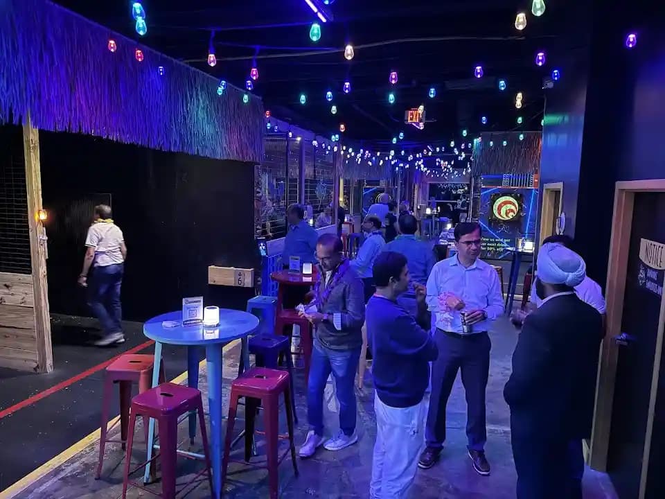 Interior view of Bananas' Axe Cabana axe throwing facility in Orlando