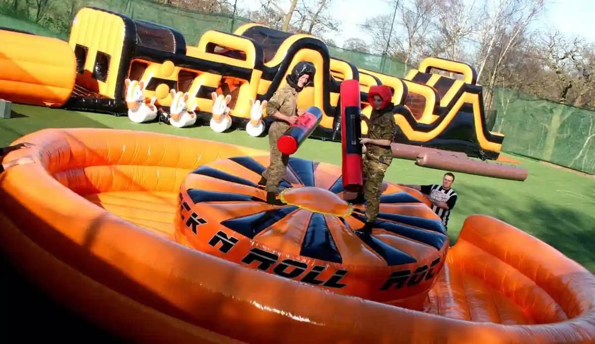 Interior view of NPF Bassetts Pole Adventure Park paintball facility in Birmingham