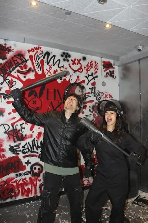 Interior view of Live Rage rage rooms facility in New York