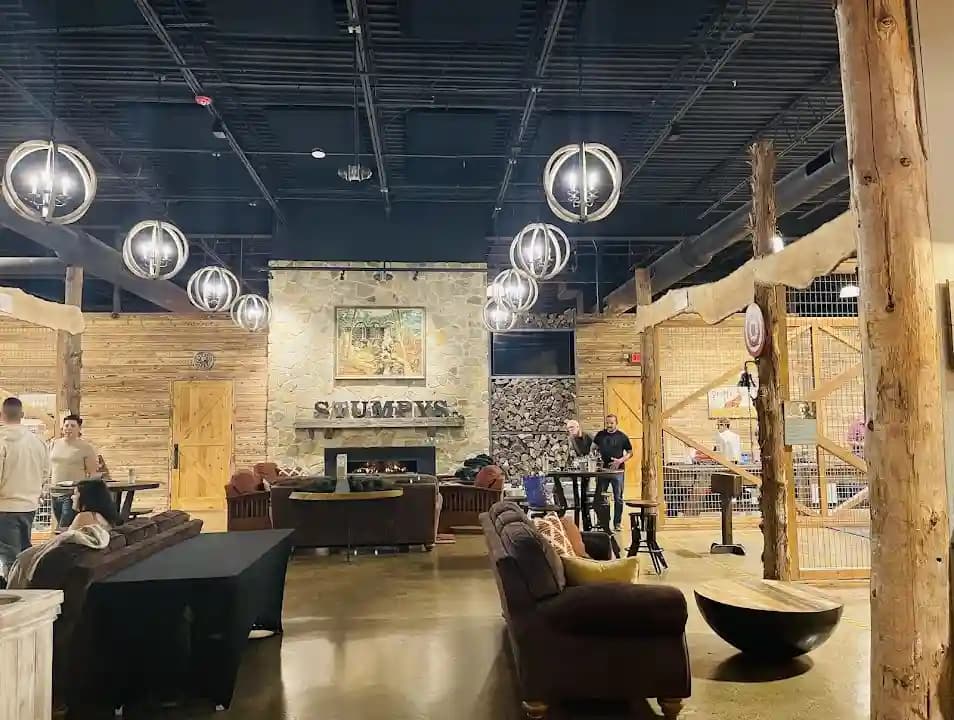 Interior view of Stumpy's Hatchet House of Princeton axe throwing facility in New York