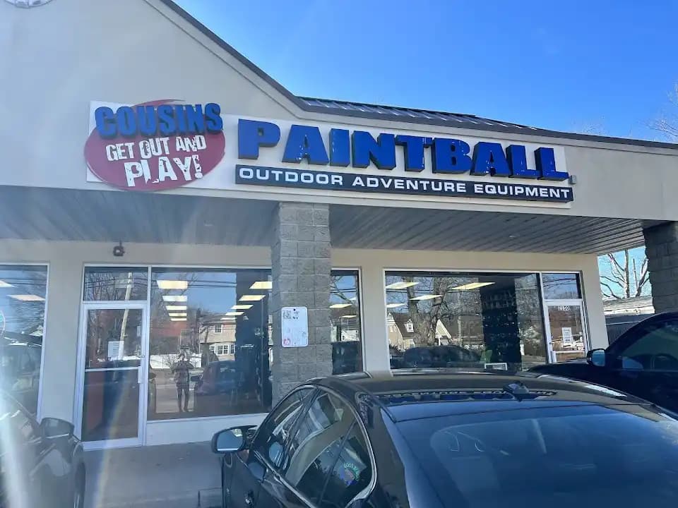 Interior view of Cousins Paintball Shop for Gear paintball facility in New York