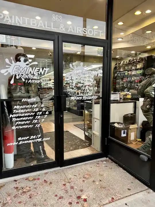 Interior view of Eminent Paintball & Airsoft paintball facility in New York