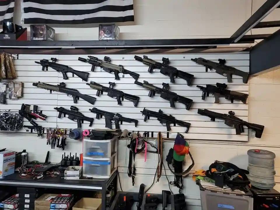 Interior view of Project N1 Airsoft Field shooting ranges facility in Los Angeles