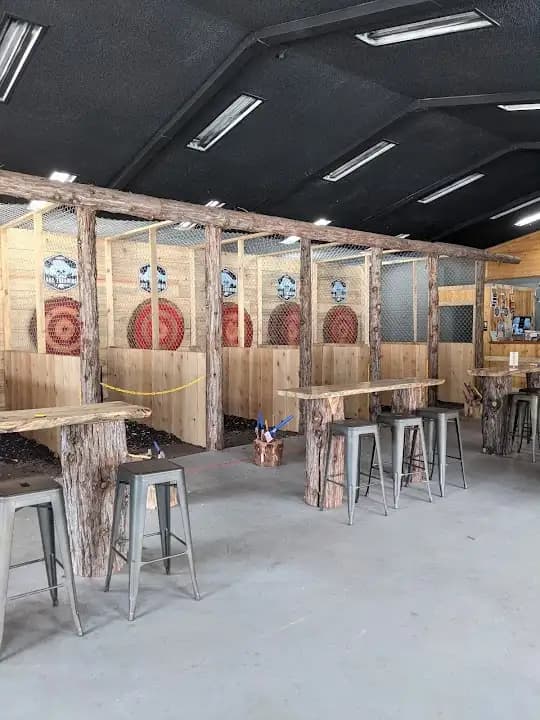 Interior view of Yosemite Axe Throwing axe throwing facility in Los Angeles