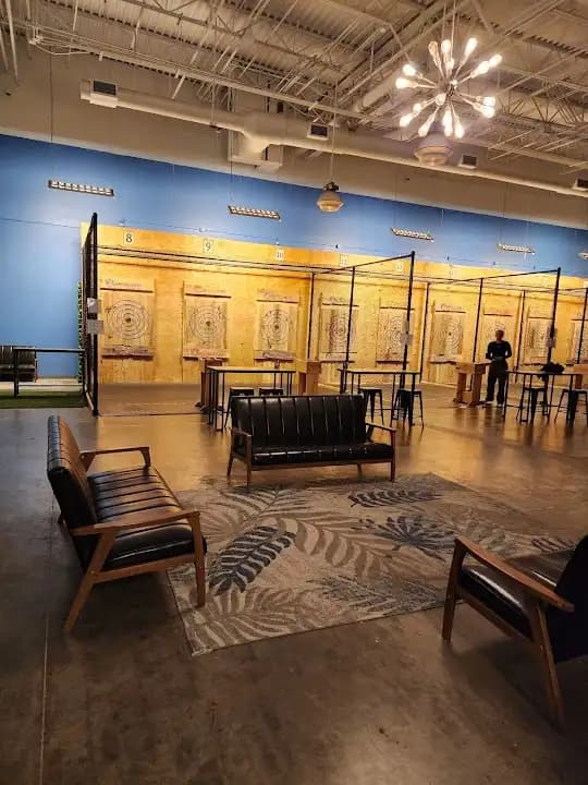 Interior view of Axecelsior Axe Throwing axe throwing facility in Orlando