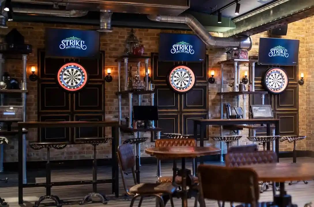 Interior view of Strike experience facility in London