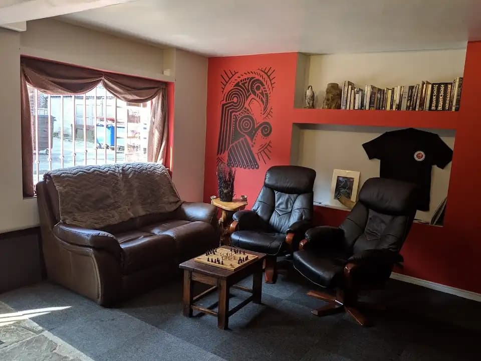 Interior view of The Viking Axe axe throwing facility in Liverpool