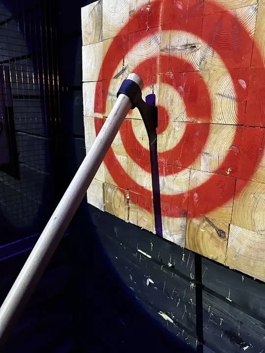 Interior view of Axes to Ashes axe throwing facility in Leeds