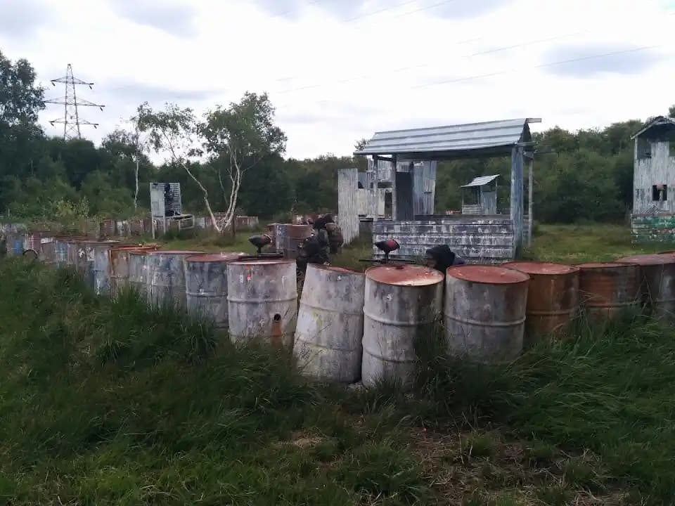 Interior view of UKPaintball Ormskirk paintball facility in Liverpool