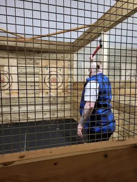 Interior view of Axt Haus axe throwing facility in Liverpool