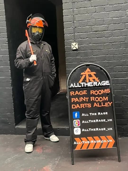Interior view of All The Rage rage rooms facility in Birmingham