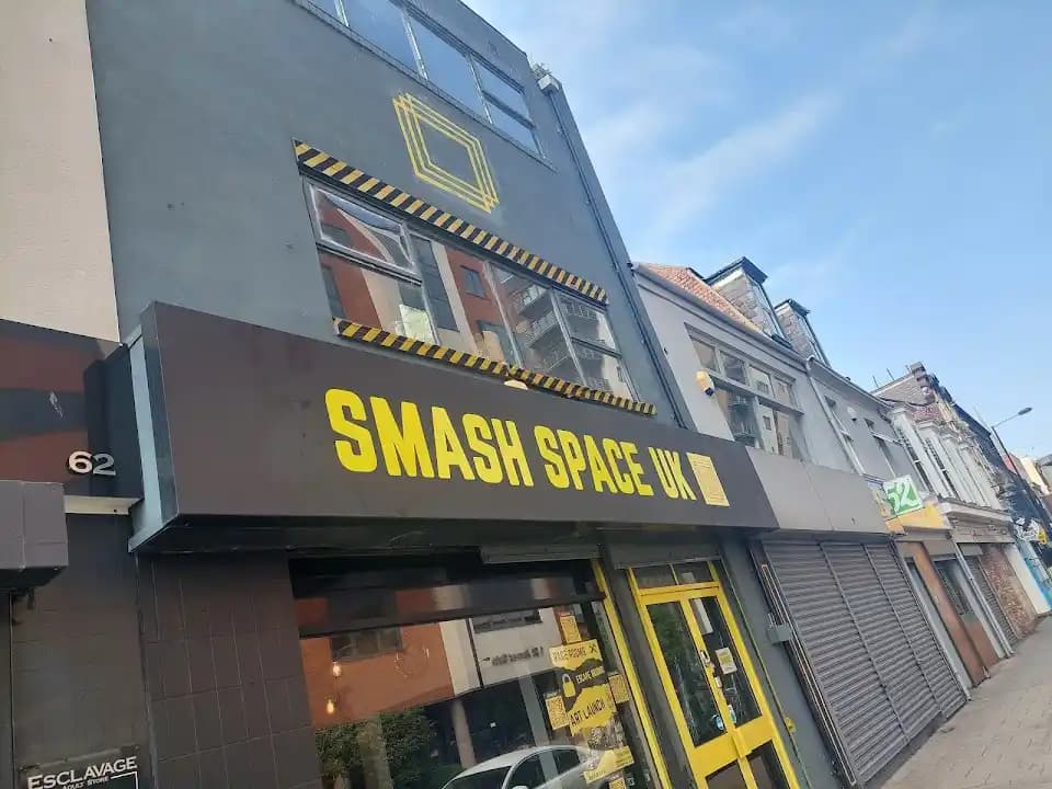 Interior view of Smash Space UK rage rooms facility in Leeds