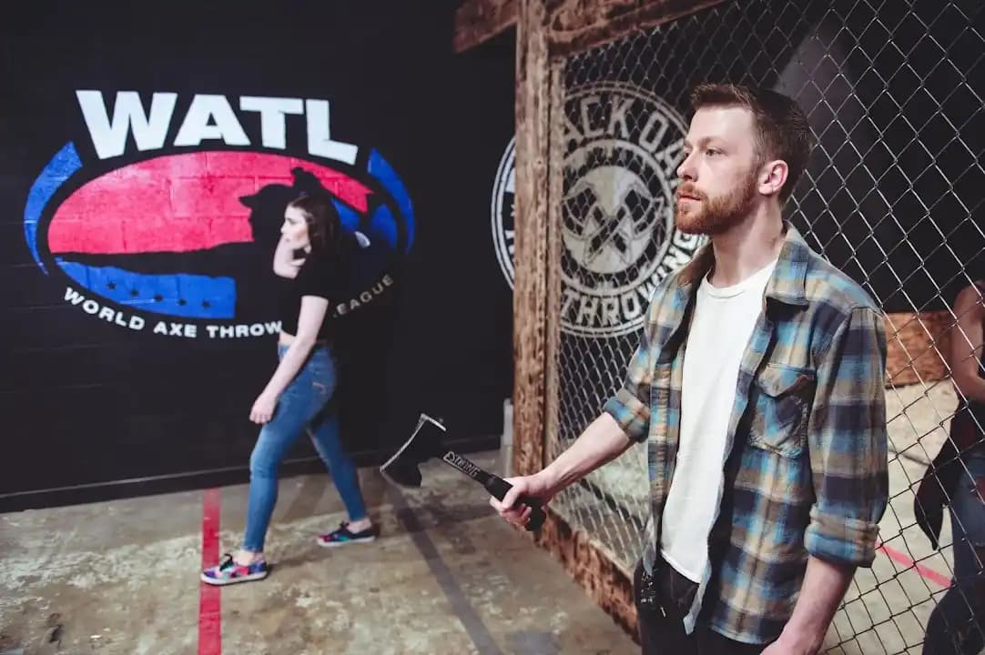 Interior view of Black Oak Axe Throwing axe throwing facility in Chicago