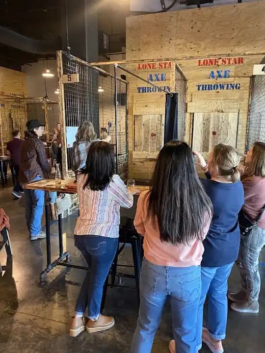 Interior view of Lone Star Axe Throwing axe throwing facility in Houston