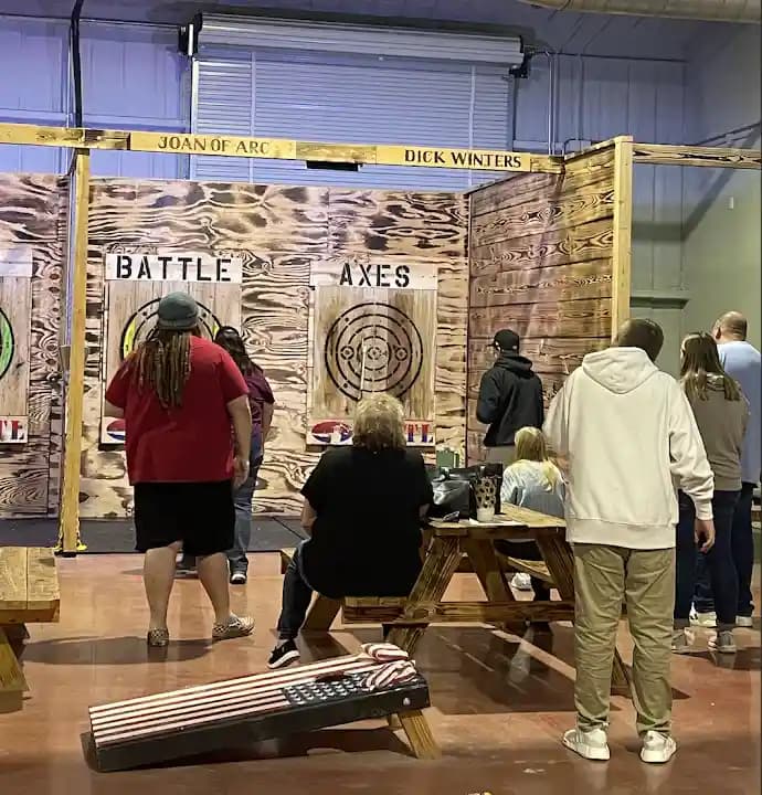 Interior view of Battle Axes Axe Throwing axe throwing facility in Dallas