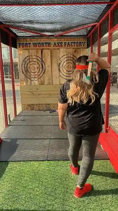 Interior view of Fort Worth Axe Factory axe throwing facility in Dallas