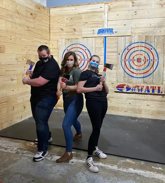 Interior view of Drengr Axe Throwing axe throwing facility in Houston