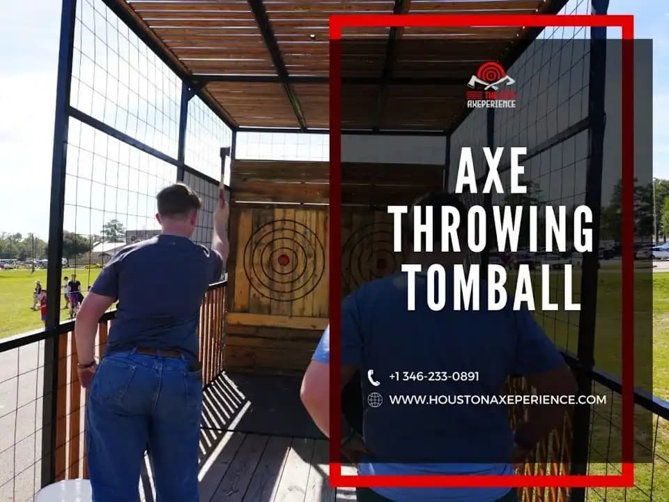 Interior view of The Axeperience axe throwing facility in Houston
