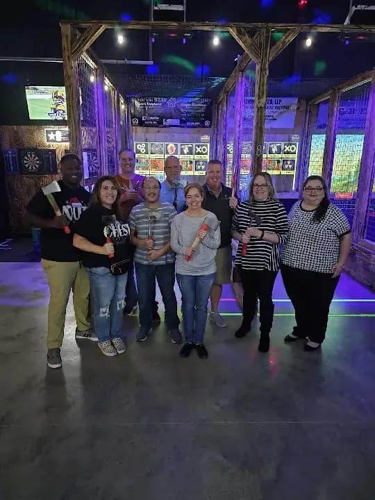 Interior view of Hatchet House Texas axe throwing facility in Houston