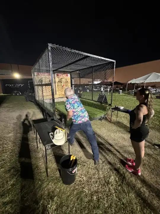 Interior view of Epic Axe Houston axe throwing facility in Houston