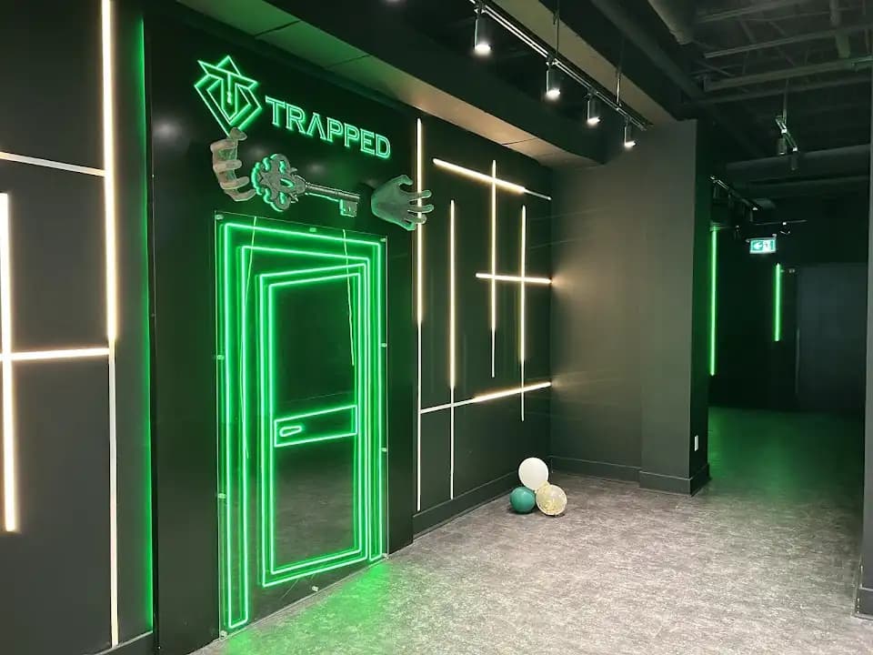 Interior view of Trapped Escape Rooms & Board Games Toronto escape rooms facility in Toronto
