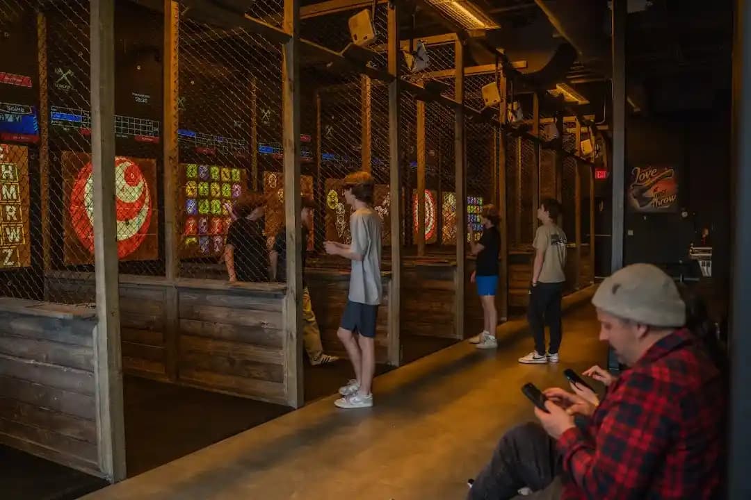 Interior view of The Axe Force - Axe Throwing Austin axe throwing facility in Austin