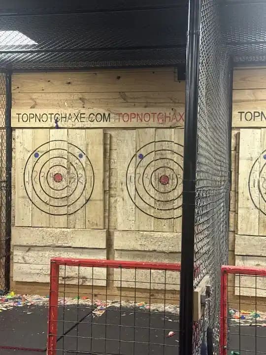 Interior view of Top Notch Axe Throwing Round Rock axe throwing facility in Austin