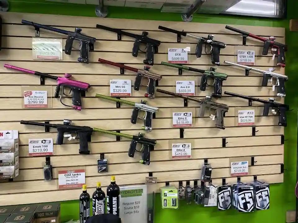 Interior view of Velocity Paintball Retail Store paintball facility in San Diego