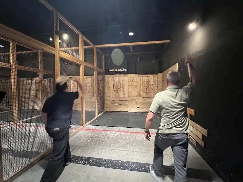 Interior view of Lumberjaxes Axe Throwing Bar & Grill axe throwing facility in Phoenix