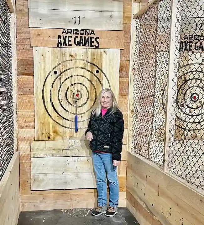 Interior view of Arizona Axe Games axe throwing facility in Phoenix