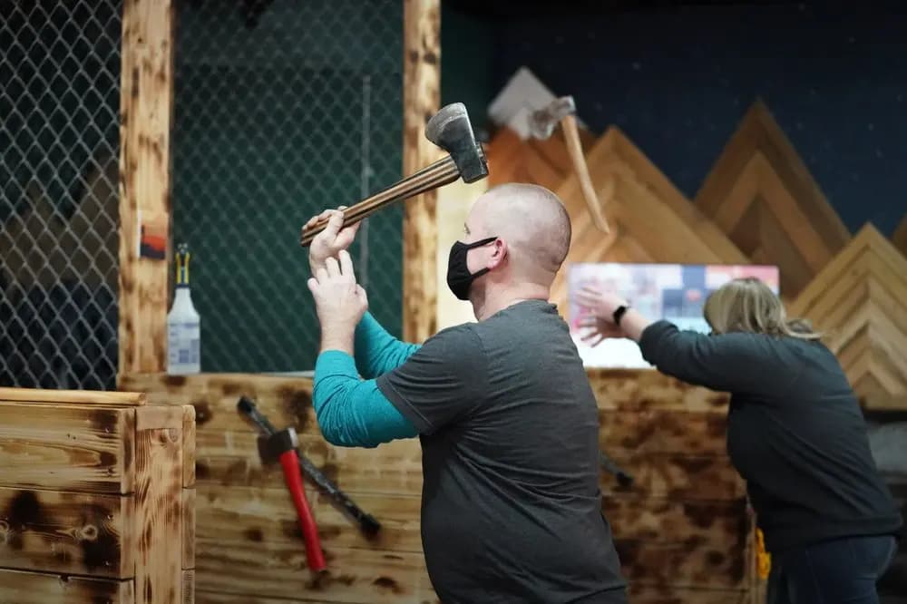 Interior view of American Axes - Axe Throwing Marietta axe throwing facility in Atlanta