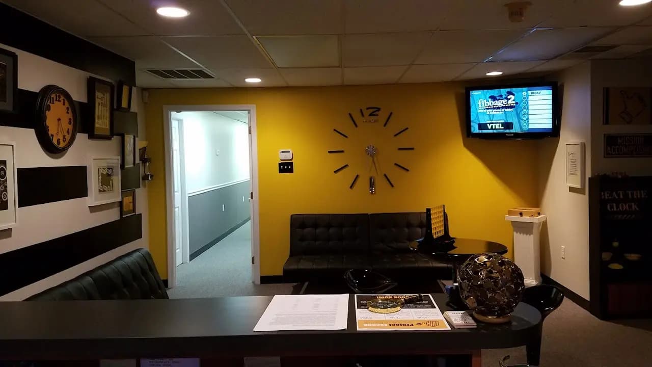 Interior view of Project Escape escape rooms facility in Philadelphia