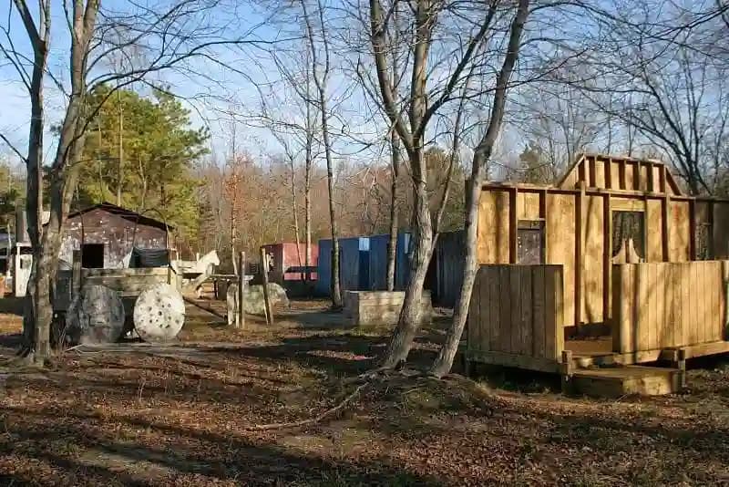 Interior view of On Target Action Park paintball facility in Philadelphia