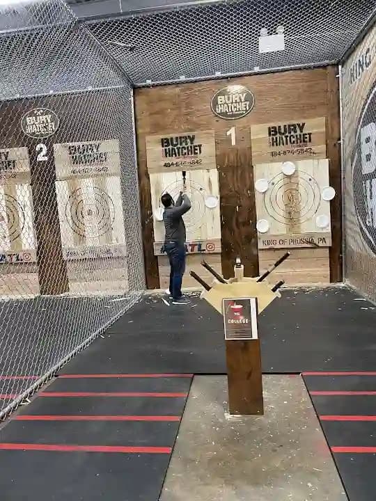 Interior view of Bury The Hatchet King Of Prussia - Axe Throwing axe throwing facility in Philadelphia