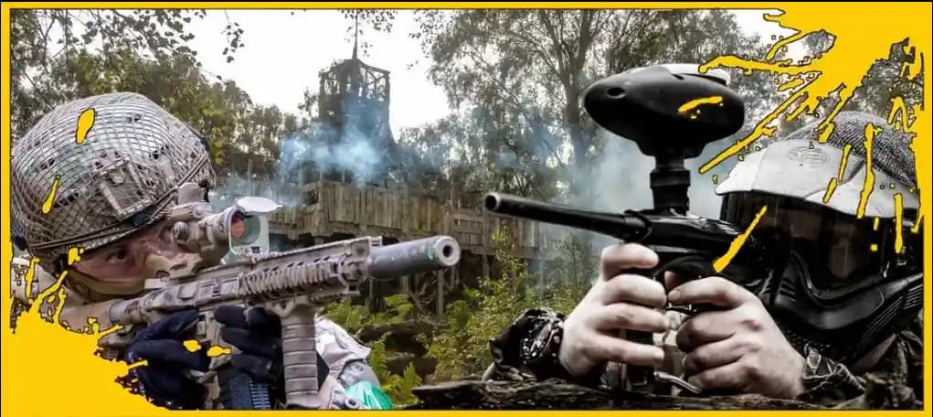 Interior view of Yorkshire Outdoor Activity Park paintball facility in Leeds