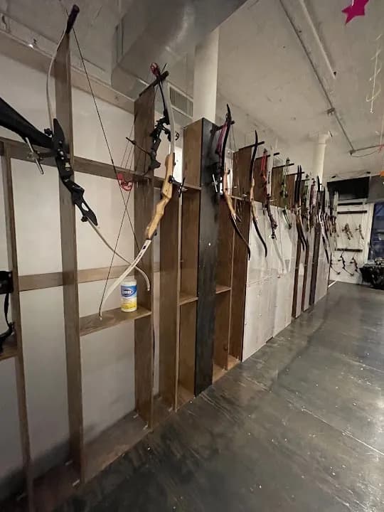 Interior view of Gotham Archery - Manhattan shooting ranges facility in New York
