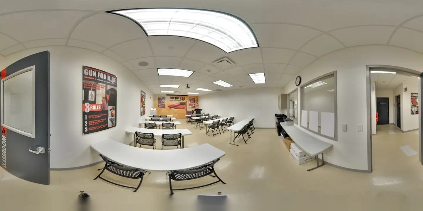 Interior view of Gun For Hire at The Woodland Park Range shooting ranges facility in New York