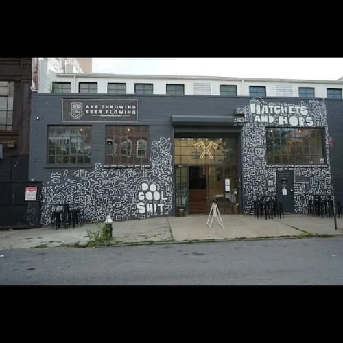 Interior view of NY Axe Throwing Range - Brooklyn axe throwing facility in New York