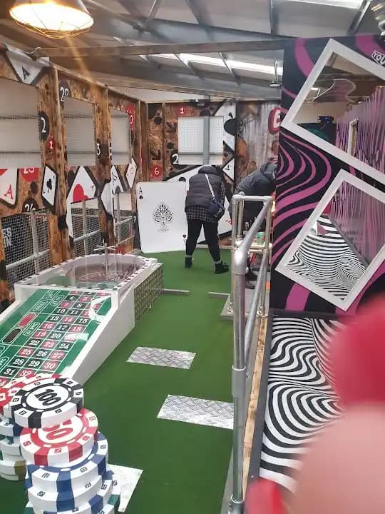 Interior view of Axed Lincoln axe throwing facility in Leeds