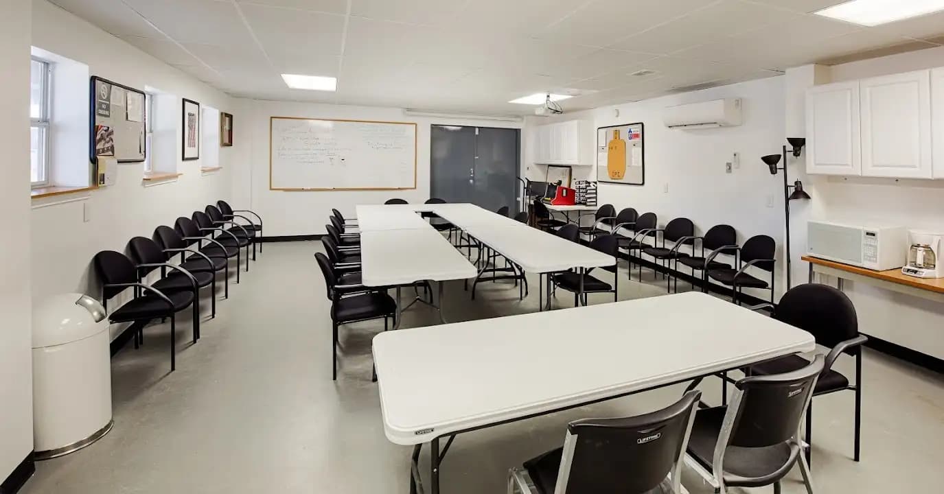 Interior view of Dallas Pistol Club shooting ranges facility in Dallas