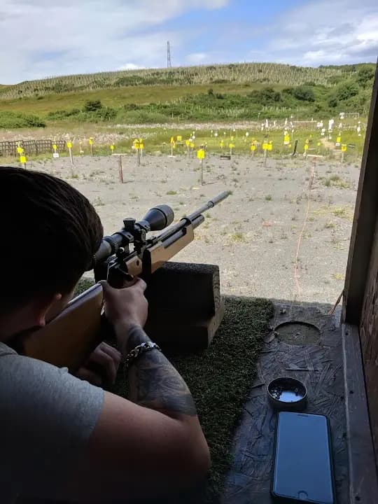 Interior view of Cloybank Phoenix Air Rifle & Pistol Club shooting ranges facility in Glasgow