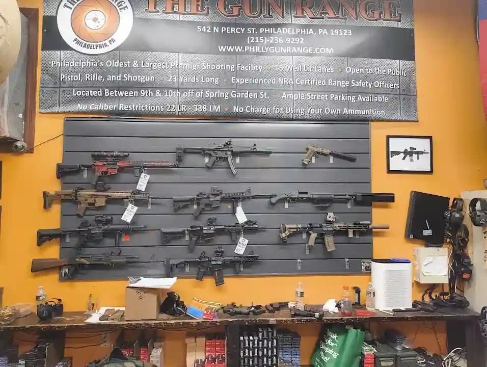 Interior view of The Gun Range shooting ranges facility in Philadelphia